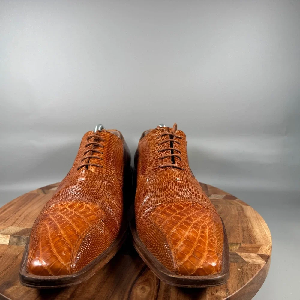 David‎ Eden Genuine Lizard Crocodile Embossed Leather Oxford Dress Shoes Mens 10